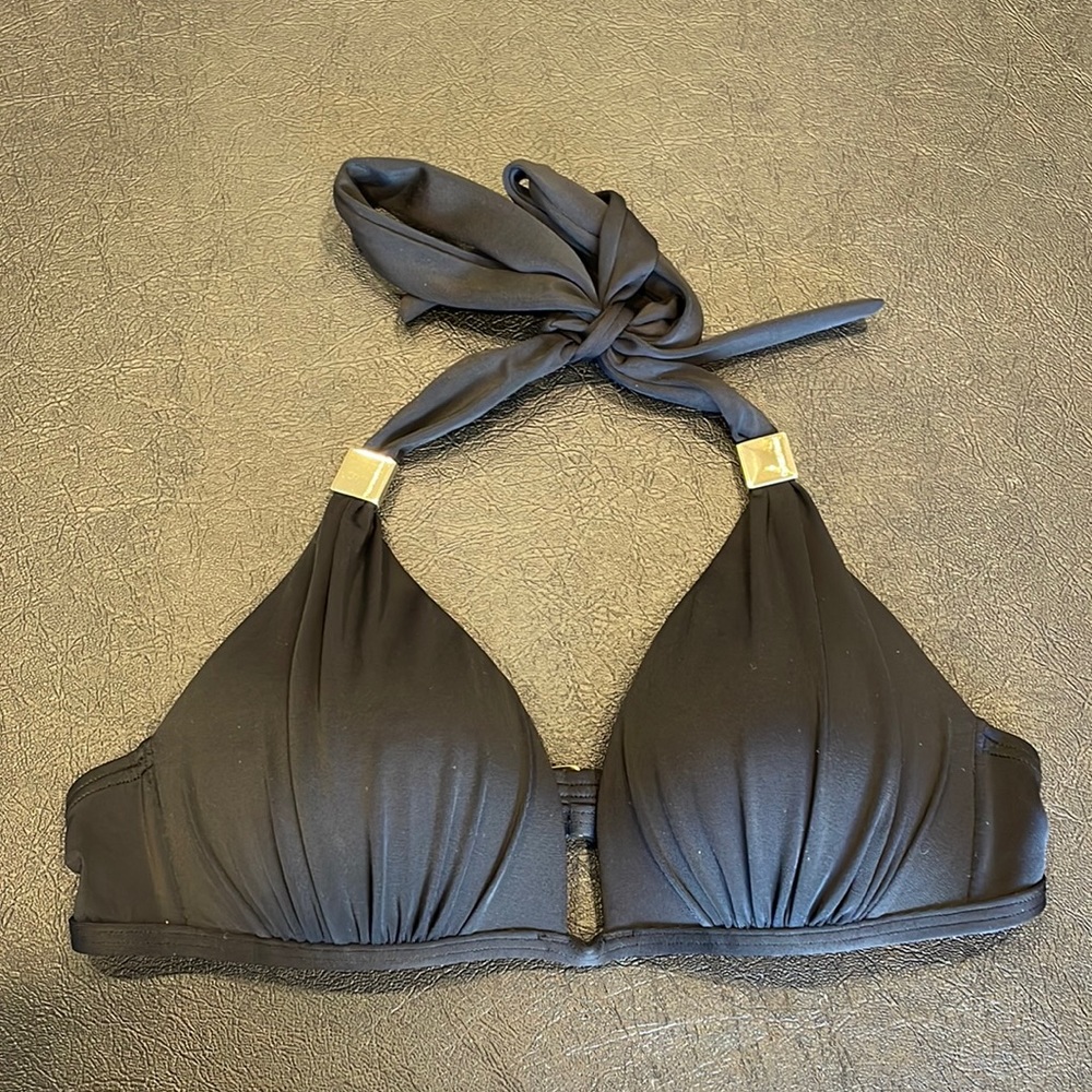 NWOT. VICTORIA SECRET Black Halter Push up Bathing Suit Top